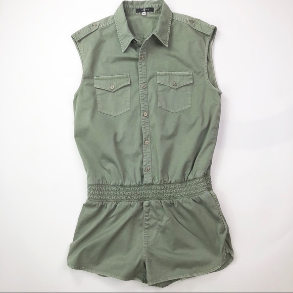 ❤️SOLD❤️ 7 For All Mankind Olive Military Romper - Picture 3 of 8